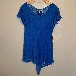 Nwt Unity World Wear Blue Lace Shirt